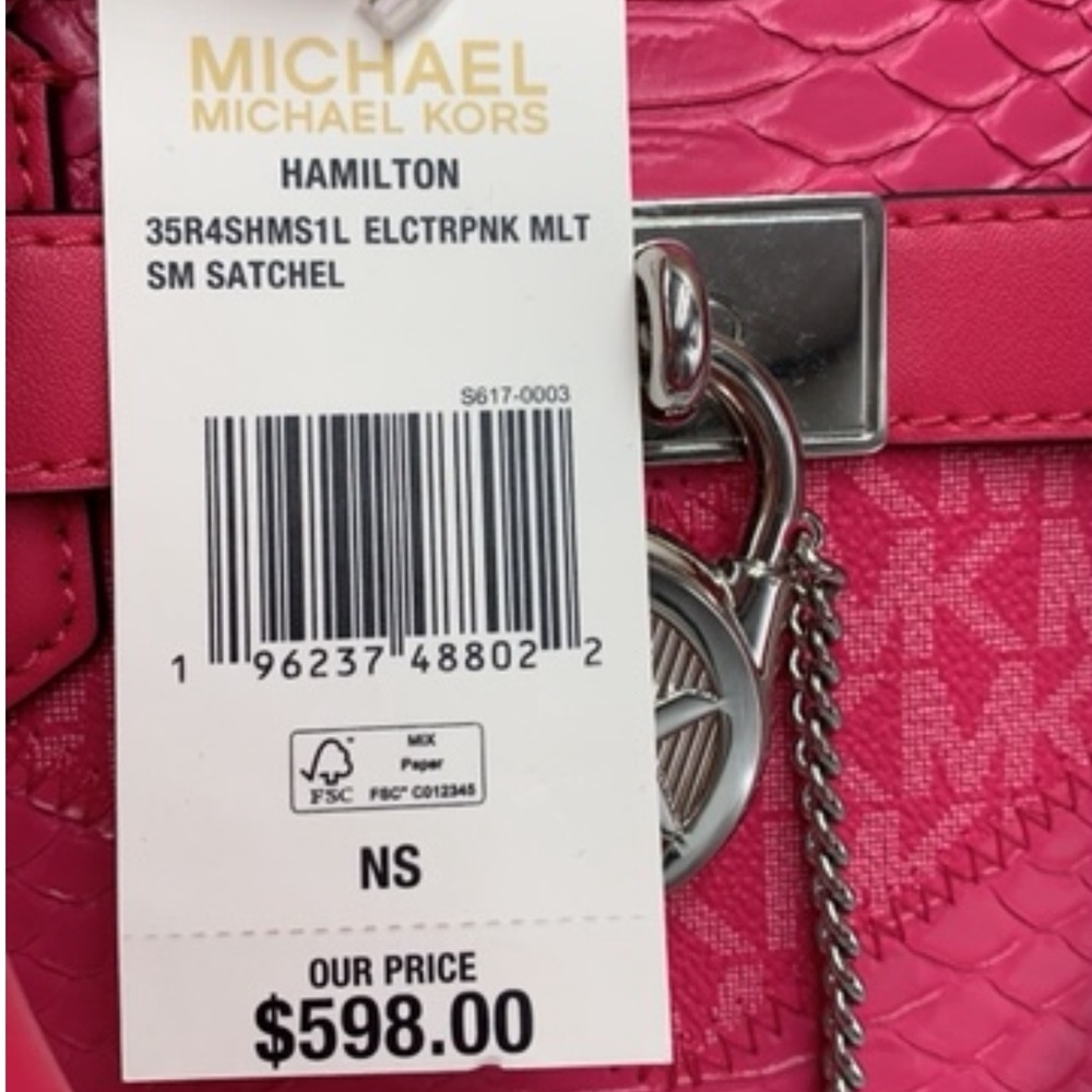 Michael Kors Hamilton Small Satchel Shoulder Crossbody Bag 
Electric Pink
NWT - Picture 14 of 14